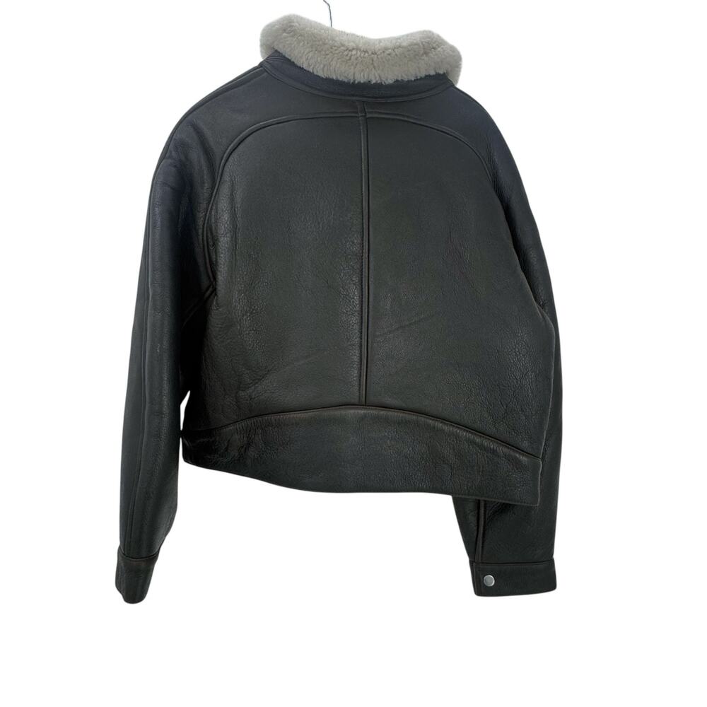 J. Crew Collection Lamb Leather Lamb Shearling Moto Jacket Black Size M NWT - Picture 12 of 16